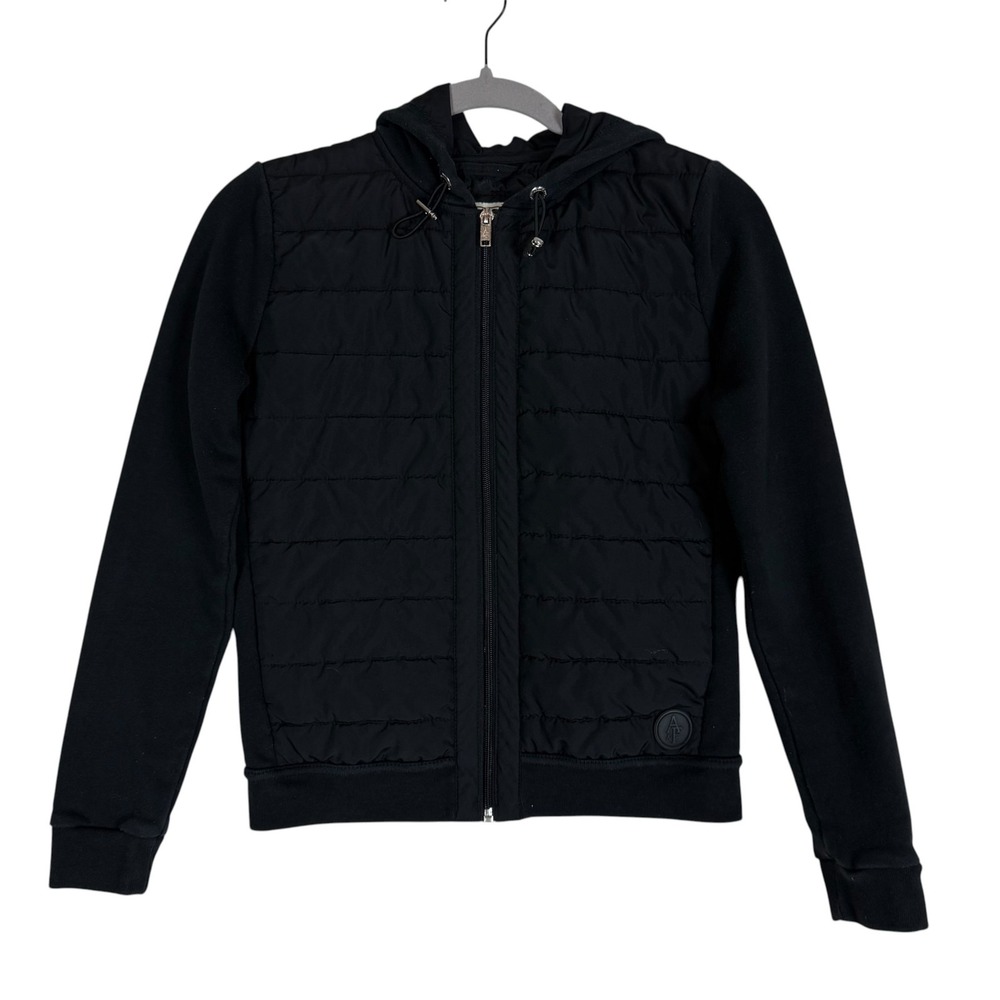 Abercrombie & Fitch Jacket Youth XS Black Hooded Puffer Full Zip Fleece Lined